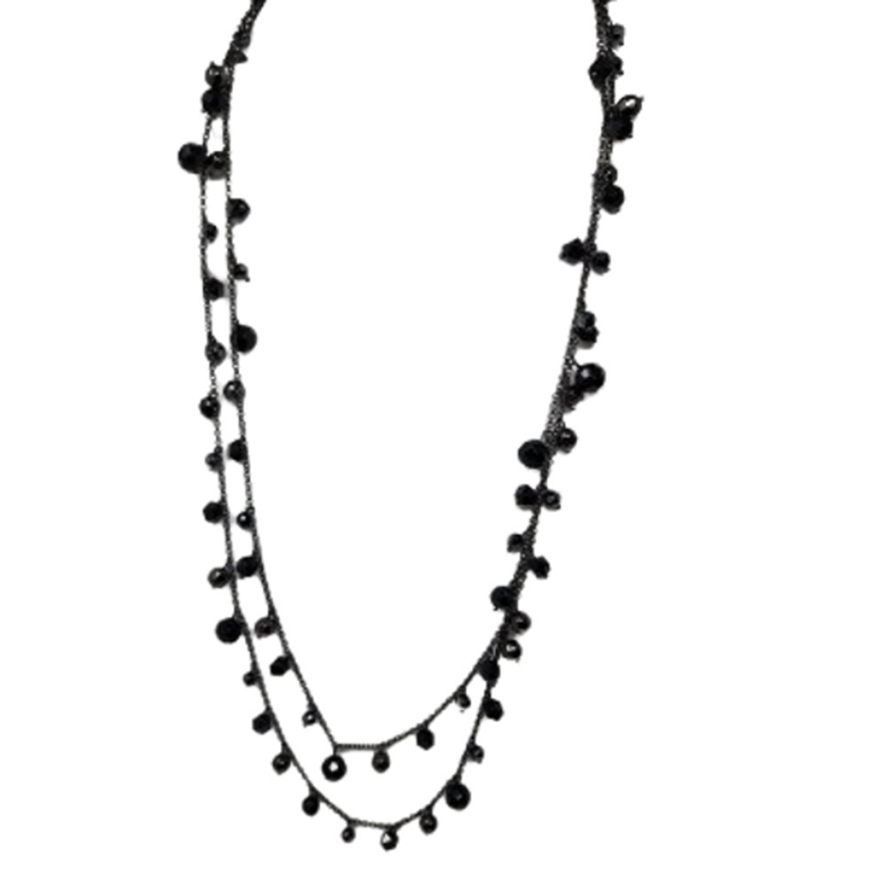 Lia Sophia "Fling" Long Women's Necklace - Hematite, Glass, Resin Beads (30-33")